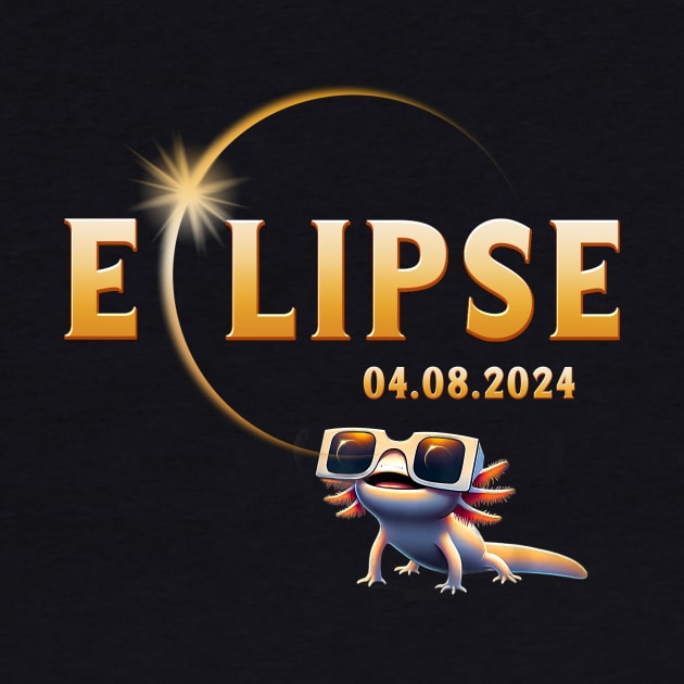 Total Solar Eclipse Shirt 2024 Axolotl in Astronomy Glasses by Tylerestra